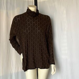 Peruvian Connection Lace Knit Turtleneck Top